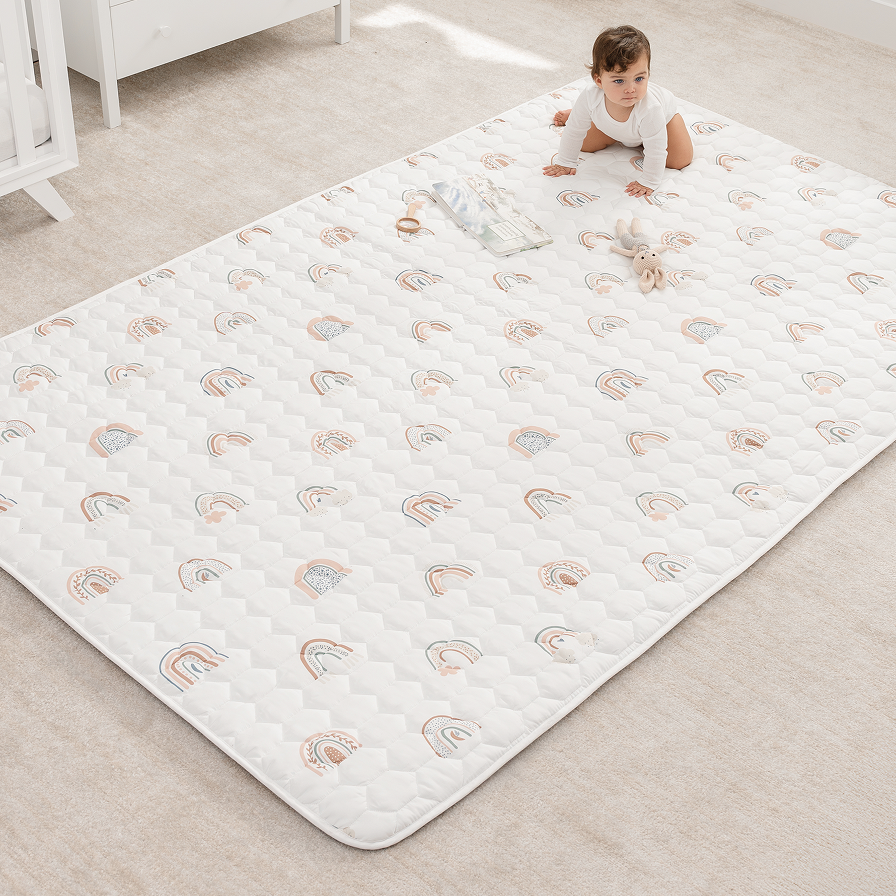 Rainbow Play Mat With Non Slip Bottom For Baby Crawling Comfy Cubs Everetts Place: Online Boutique 59.99