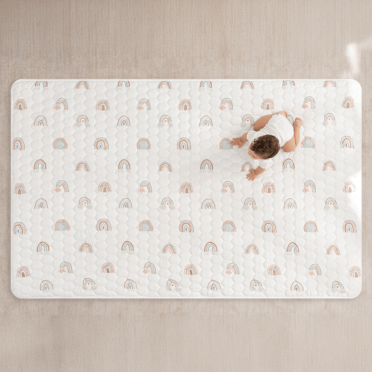 Comfy Cubs Rainbow Play Mat With Non Slip Bottom For Baby Crawling - Everetts Place Boutique - 