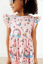 Mila & Rose ® Rainbow Purr - fection Flutter Sleeve Twirl Dress - 