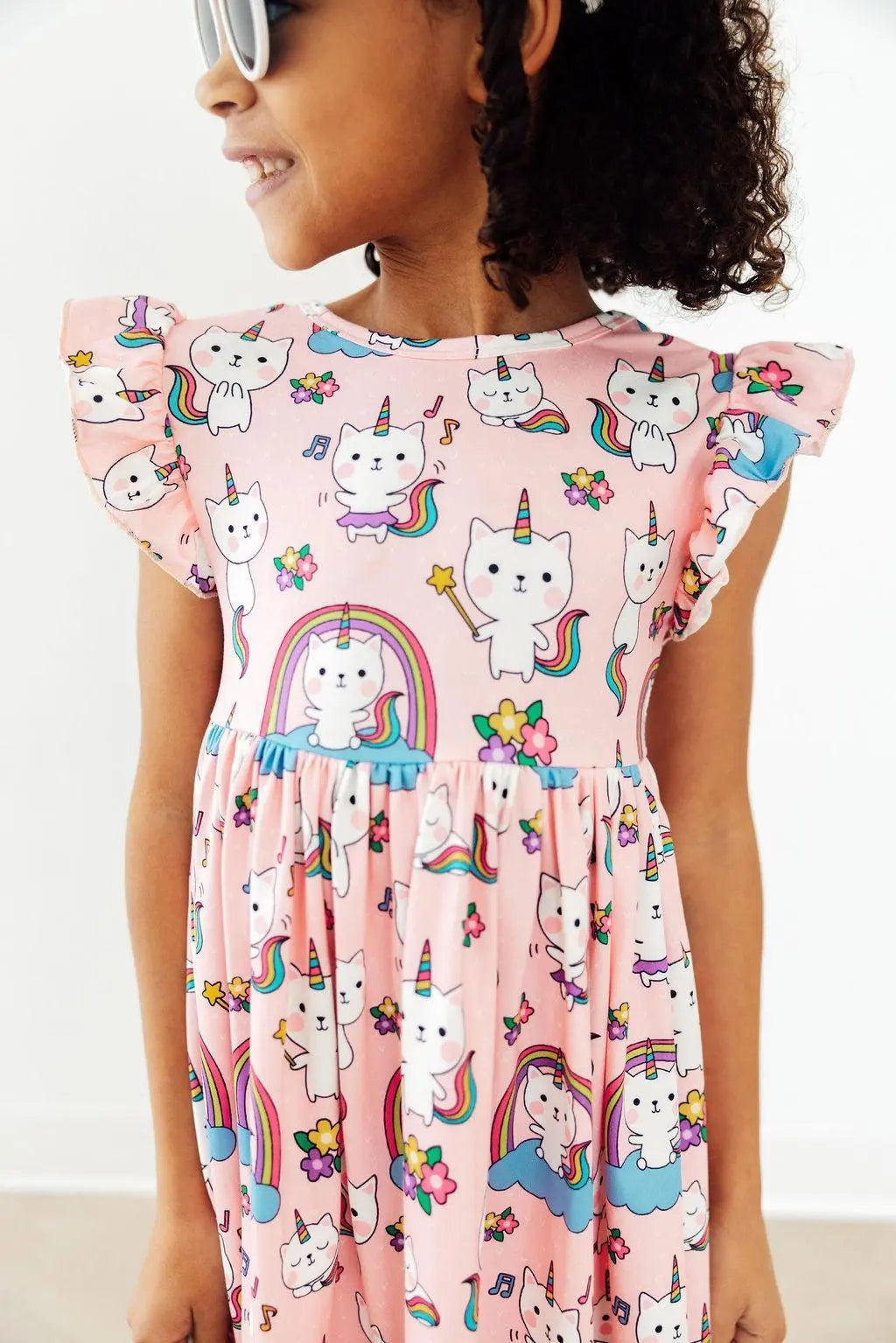 Mila & Rose ® Rainbow Purr - fection Flutter Sleeve Twirl Dress - 