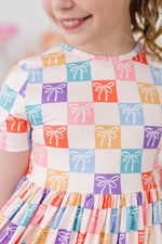 Mila & Rose ® Rainbow Ribbons Pocket Twirl Dress Short Sleeve Toddlers - Everetts Place Boutique - 