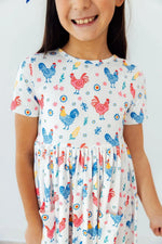 Mila & Rose ® Rainbow Roosters S/S Pocket Twirl Dress - 