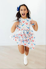 Mila & Rose ® Rainbow Roosters S/S Pocket Twirl Dress - 