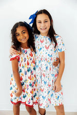 Mila & Rose ® Rainbow Roosters S/S Pocket Twirl Dress - 