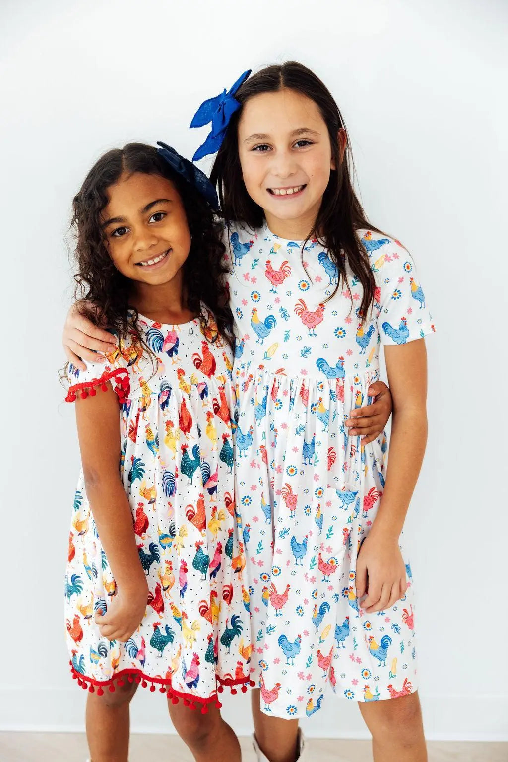 Mila & Rose ® Rainbow Roosters S/S Pocket Twirl Dress - 