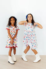 Mila & Rose ® Rainbow Roosters S/S Pocket Twirl Dress - 