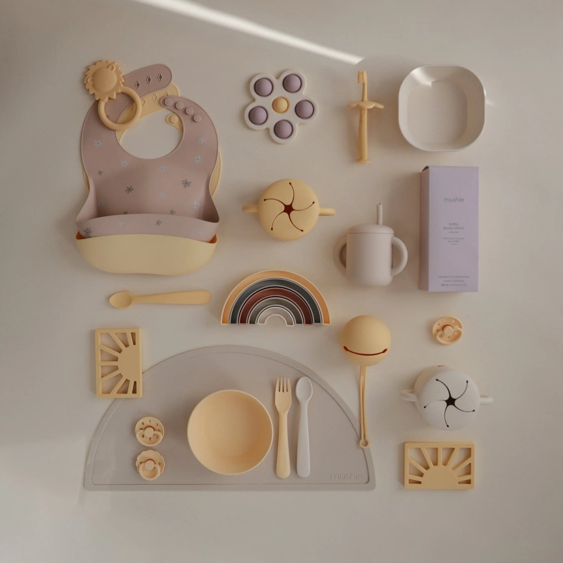 Rainbow Stacker Toy from Danish Hygge Collection for Learning and Play Mushie Everetts Place: Online Boutique