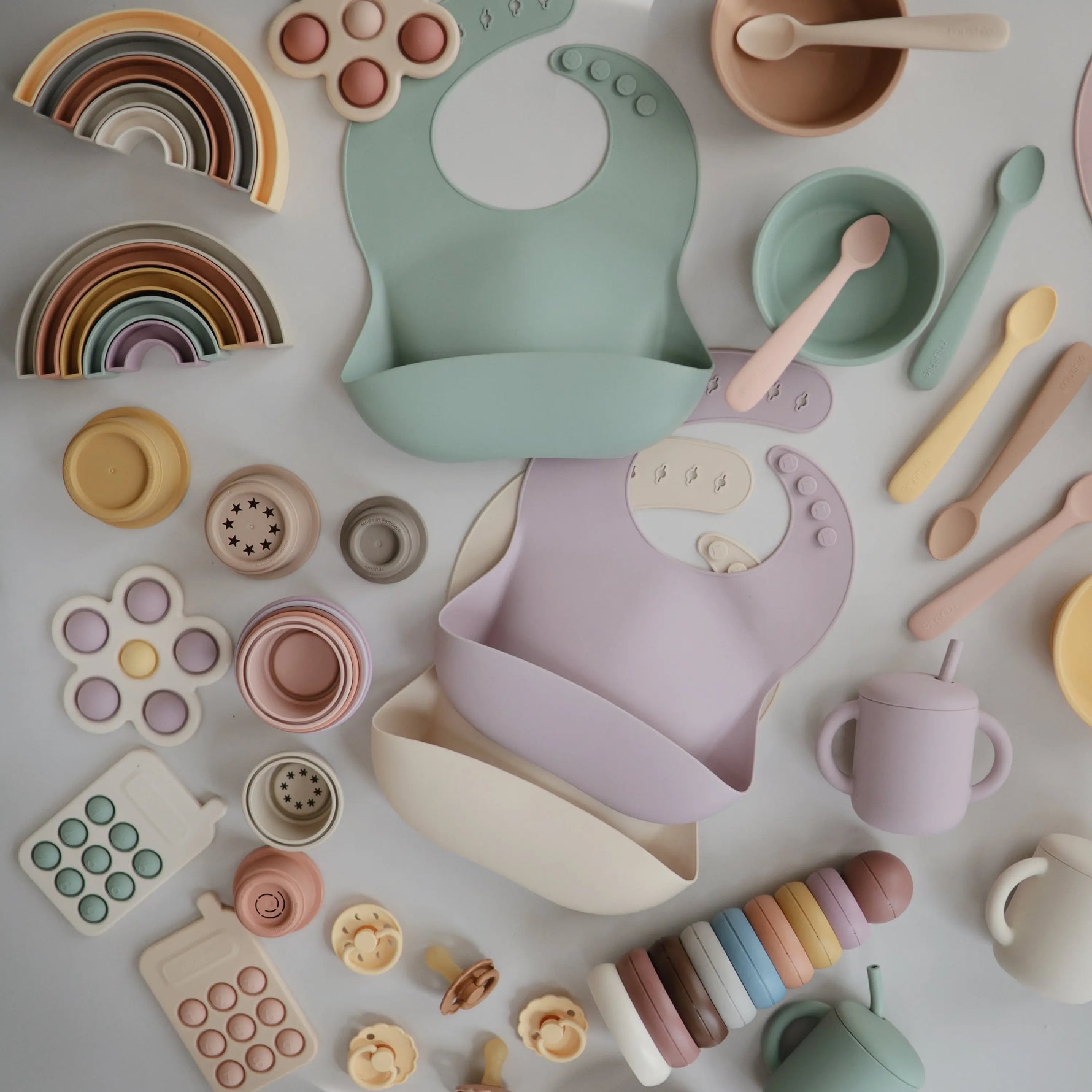 Mushie Rainbow Stacker Toy from Danish Hygge Collection for Learning and Play - Baby & Toddler > Baby Toys & Activity Equipment > Sorting & Stacking Toys toys