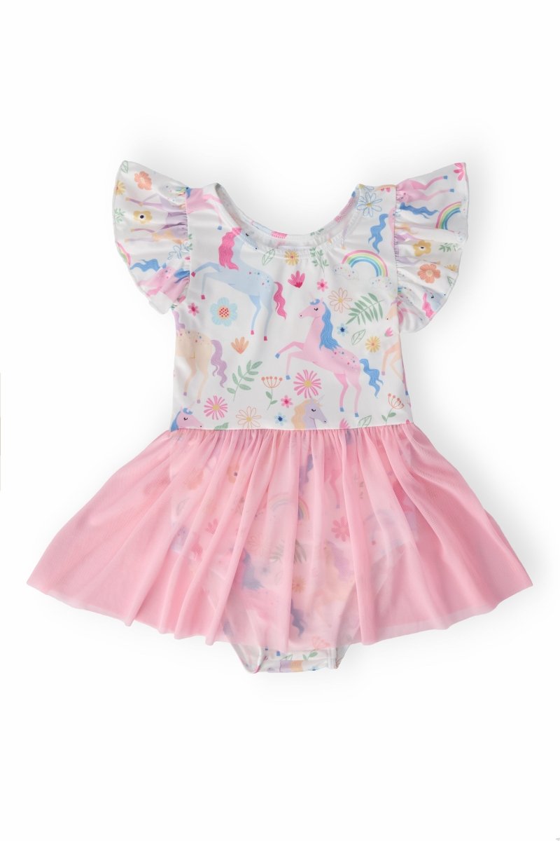 Mila & Rose ® Rainbow Vibes Short Sleeve Twirl Dance Leotard for Girls - Everetts Place Boutique - 