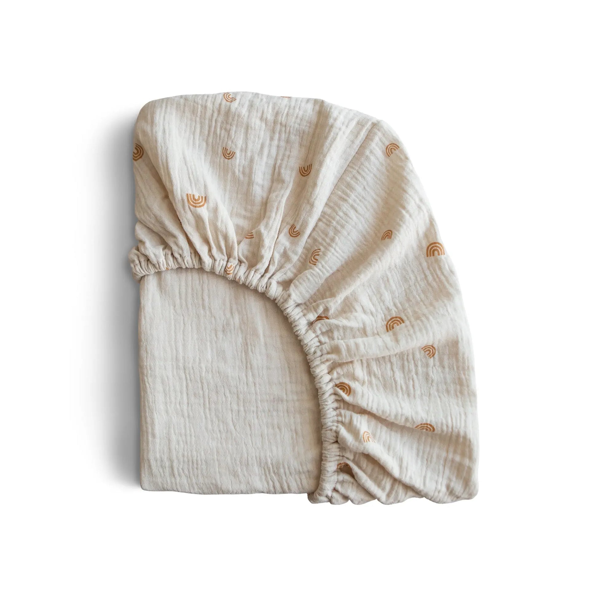 Mini Muslin Crib Sheet 100 Percent Cotton Extra Soft Breathable Fabric Full Elastic Edges Pre-Washed For Softness Mushie