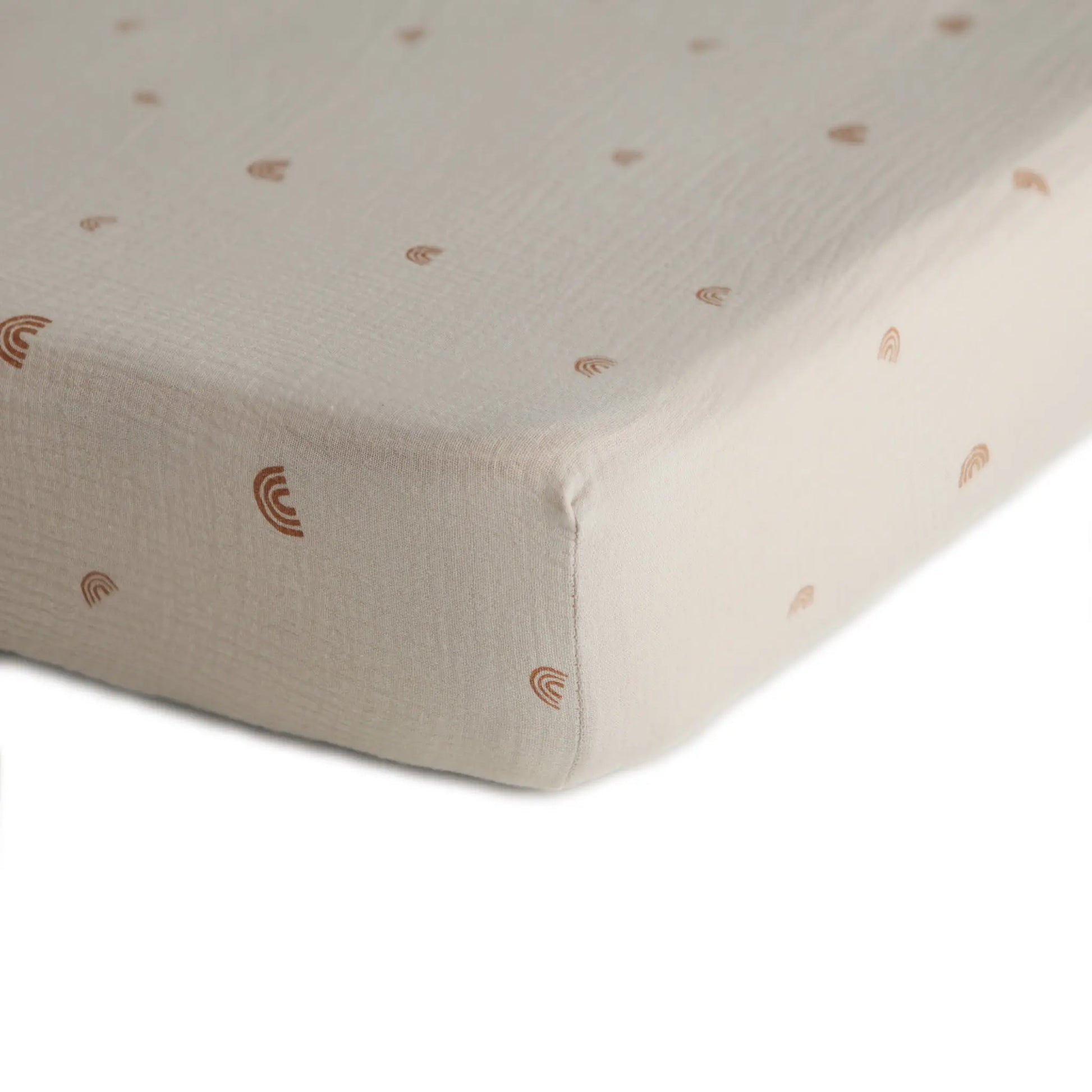 Mini Muslin Crib Sheet 100 Percent Cotton Extra Soft Breathable Fabric Full Elastic Edges Pre-Washed For Softness Mushie