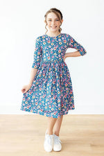 Rainforest Blooms Twirl Dress Pocket Three Quarter Sleeve Mila & Rose ® Everetts Place: Online Boutique