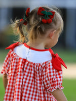 Rylee Faith Designs Red Cherry Bow Plaid Smocking Embroidery Girls Dress - Apparel & Accessories > Clothing > Baby & Toddler Clothing > Baby & Toddler Dresses Dress