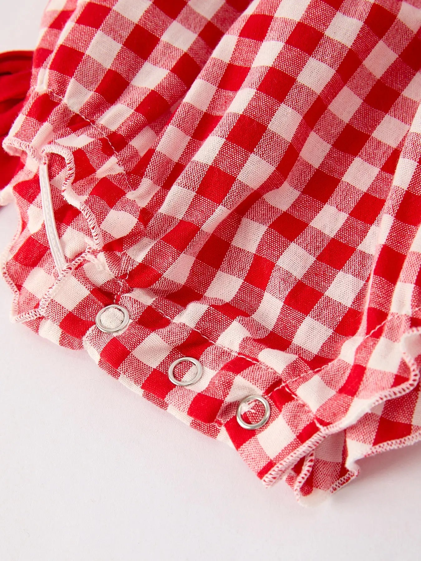 Red Cherry Bow Plaid Smocking Embroidery Girls Romper Rylee Faith Designs Everetts Place: Online Boutique