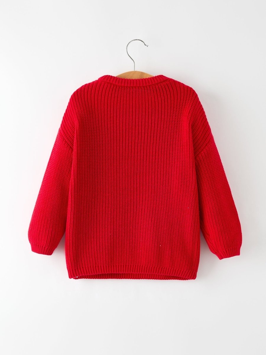 Rylee Faith Designs Red Christmas Girls Merry Pullover Sweater Holiday Gift - Everetts Place Boutique - 