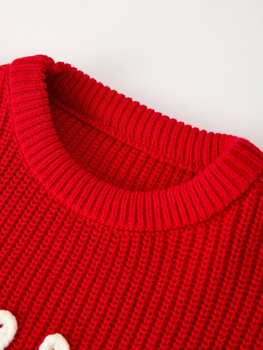 Rylee Faith Designs Red Christmas Girls Merry Pullover Sweater Holiday Gift - Everetts Place Boutique - 