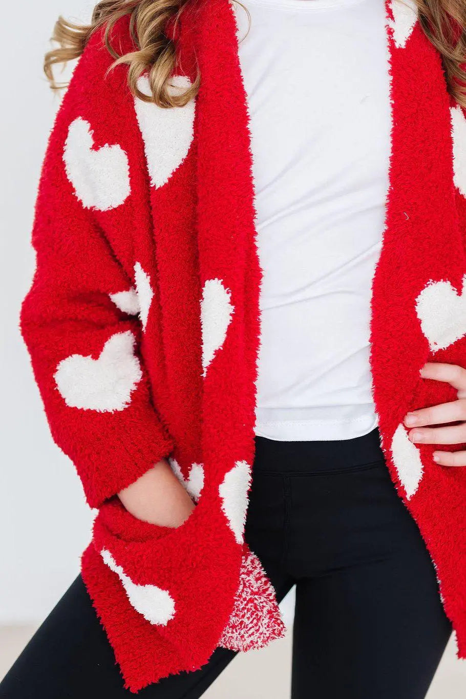 Red Coconut Heart Cozy Cardigan For Women Layering Ready Mila & Rose ® Everetts Place: Online Boutique