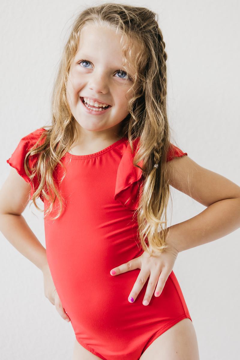 Red Flutter Sleeve Leotard for Toddler Girls Ballet Mila & Rose ® Everetts Place: Online Boutique