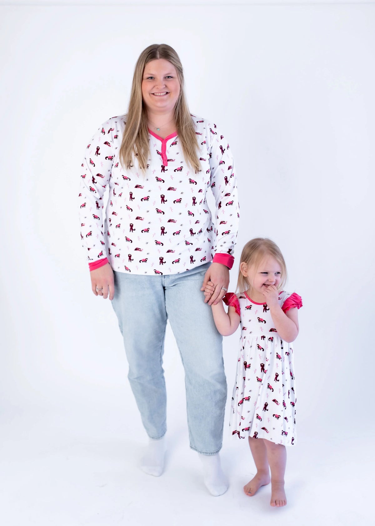 Bubble Baby Red Panda | Adult Long Sleeve Henley - 