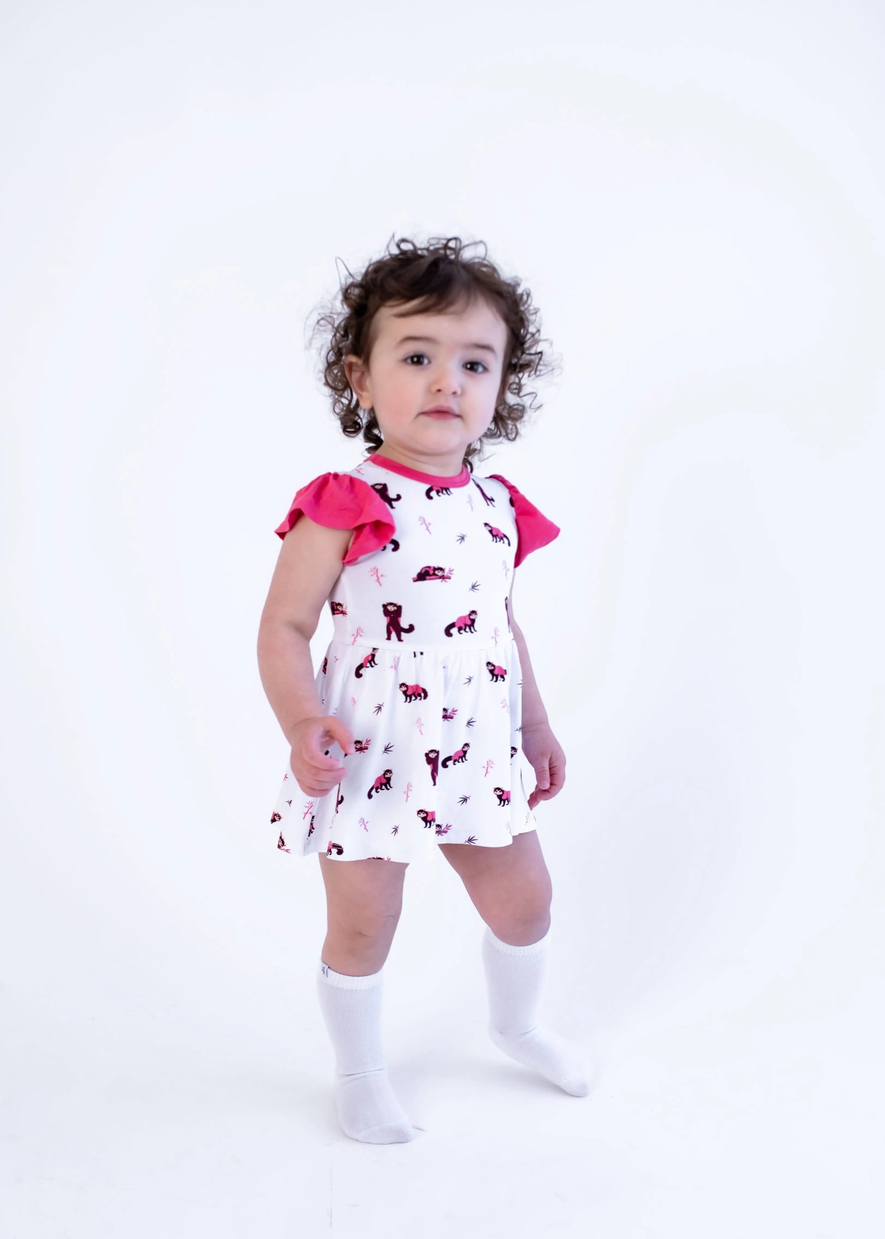 Red Panda | Flutter Bodysuit Dress - Sleeve, Baby & Toddler Clothing, Red, Pink, Dress | Everetts Place