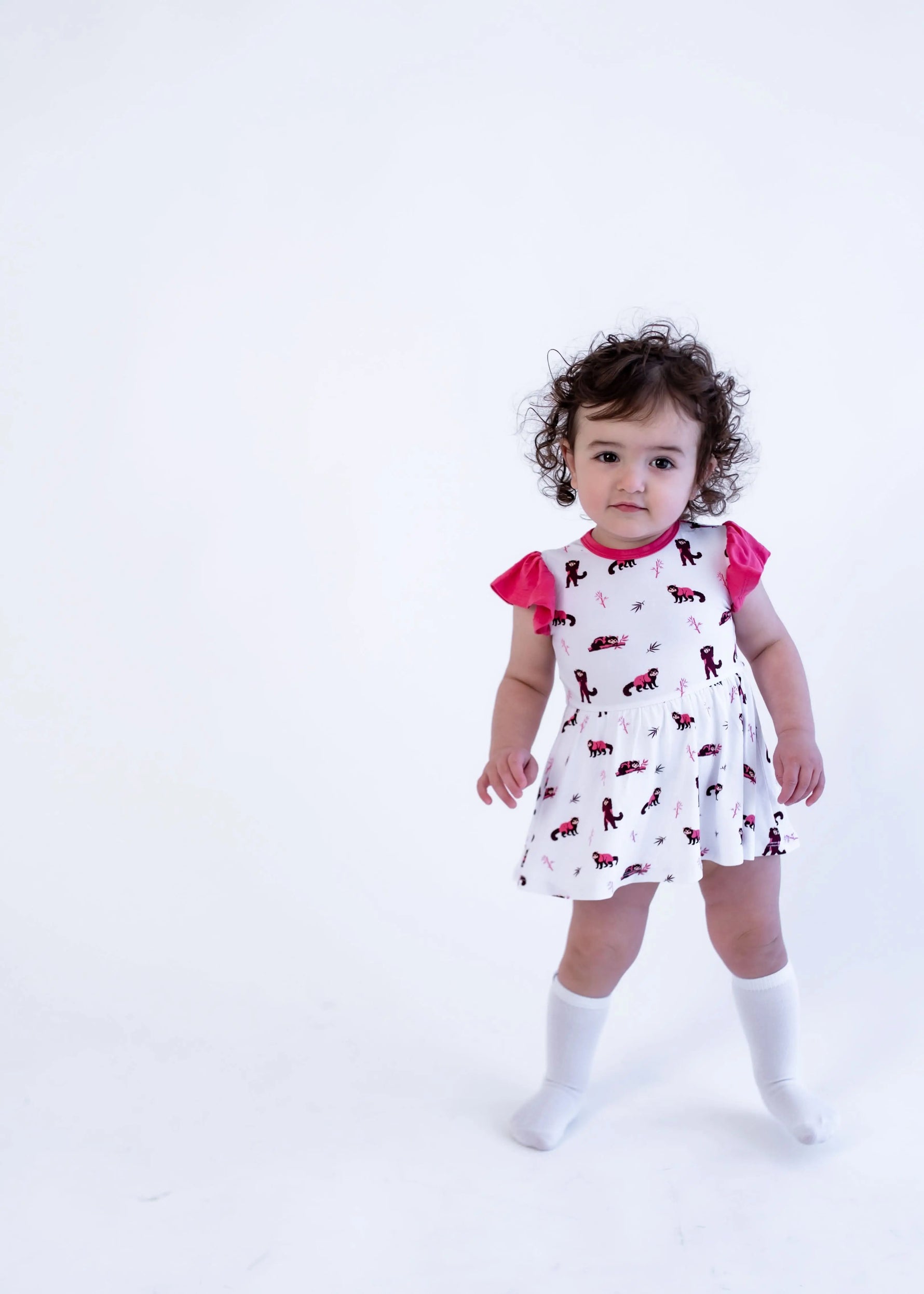 Bubble Baby Red Panda | Flutter Bodysuit Dress - 