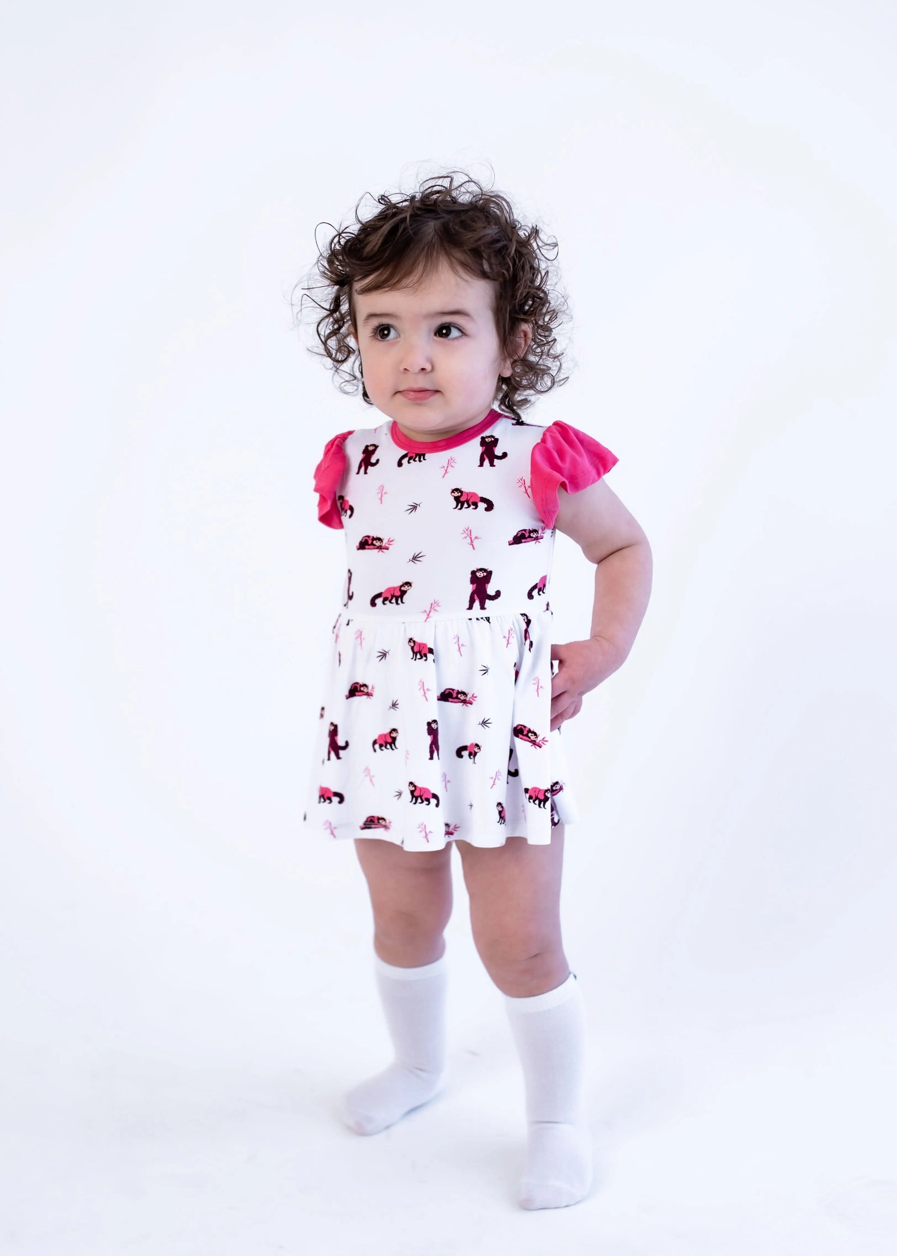 Bubble Baby Red Panda | Flutter Bodysuit Dress - 