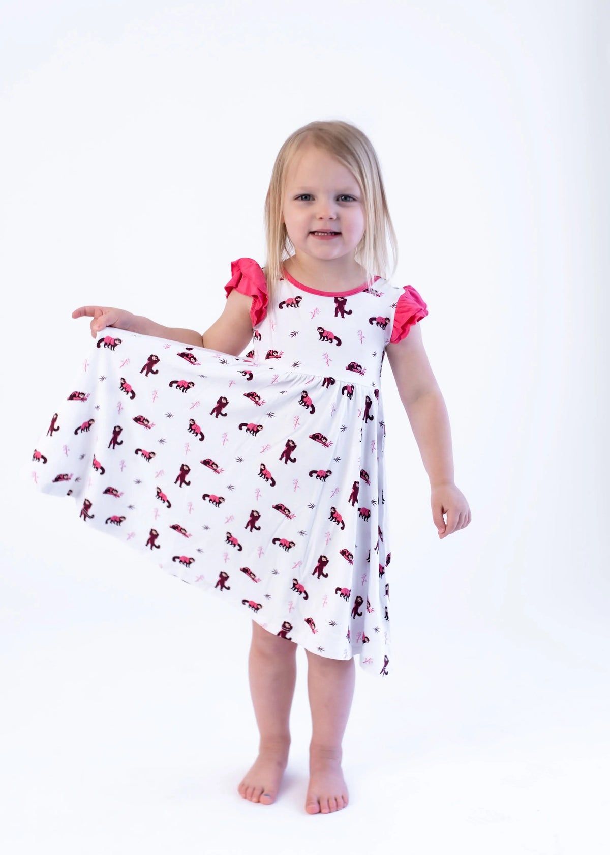 Bubble Baby Red Panda | Toddler Flutter Dress - 