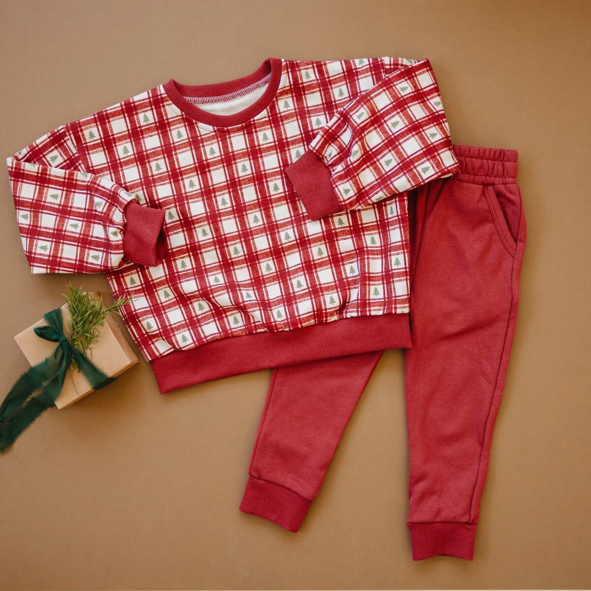 Little Joy Co. Red Plaid Christmas Tree Crewneck Sweatshirt - Everetts Place Boutique - 