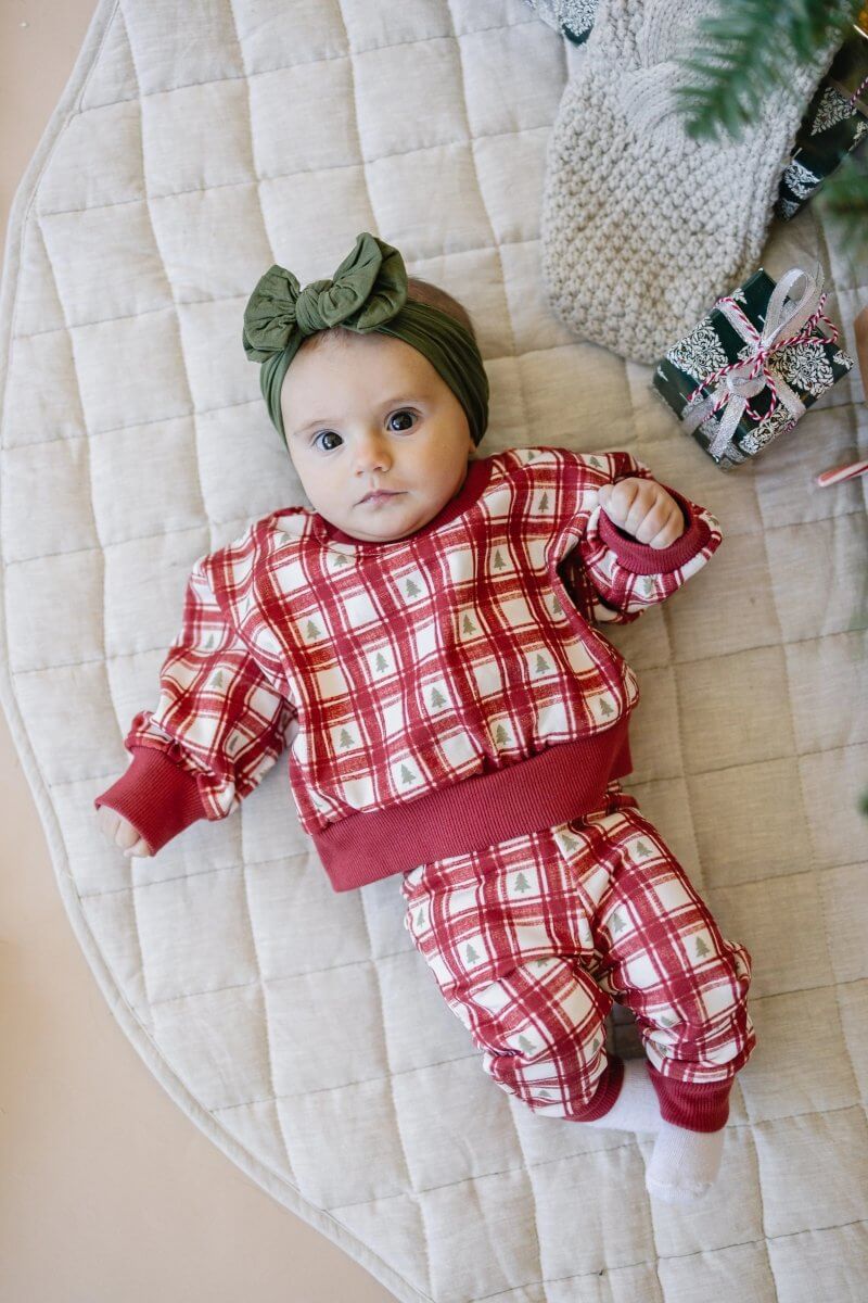 Little Joy Co. Red Plaid Christmas Tree Joggers - Everetts Place Boutique - 