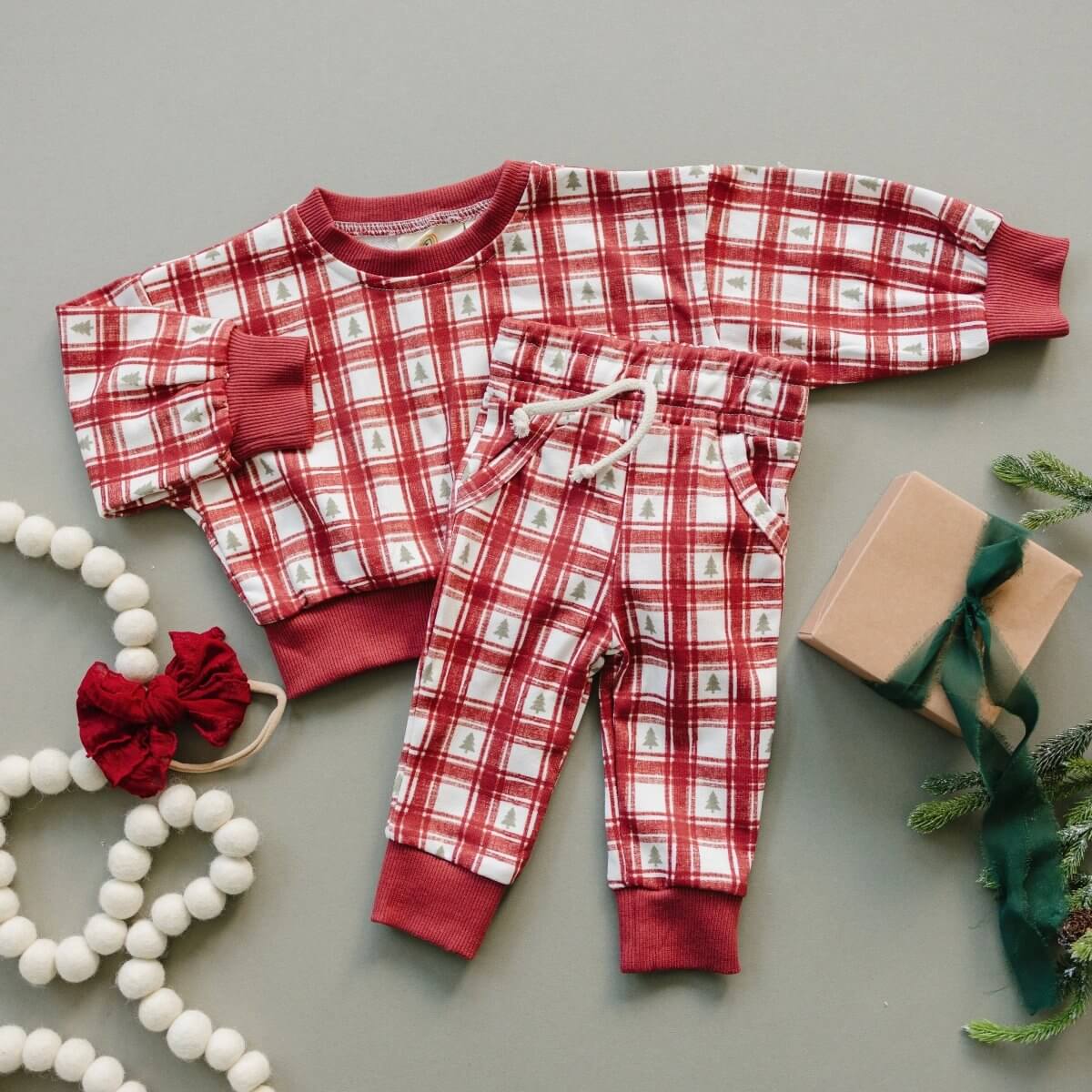 Little Joy Co. Red Plaid Christmas Tree Joggers - Everetts Place Boutique - 