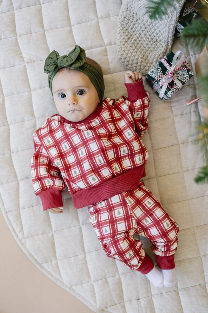 Little Joy Co. Red Plaid Christmas Tree Joggers - Everetts Place Boutique - 
