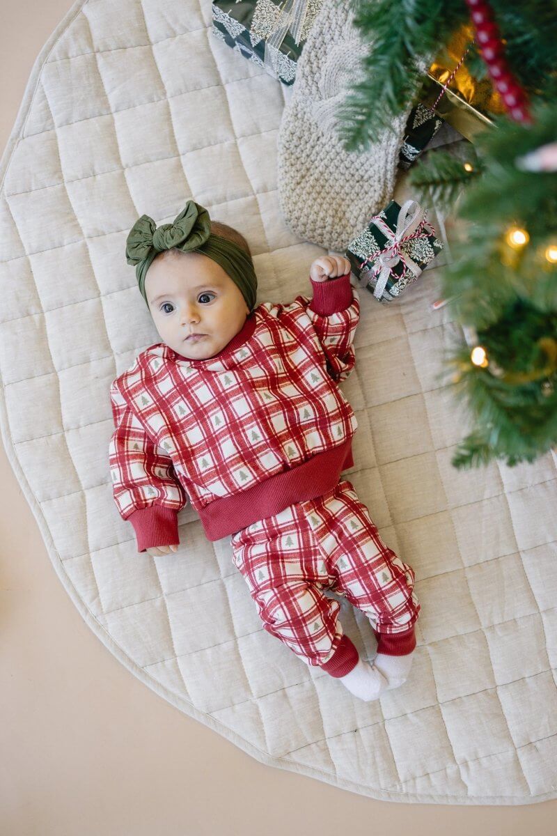 Little Joy Co. Red Plaid Christmas Tree Joggers - Everetts Place Boutique - 