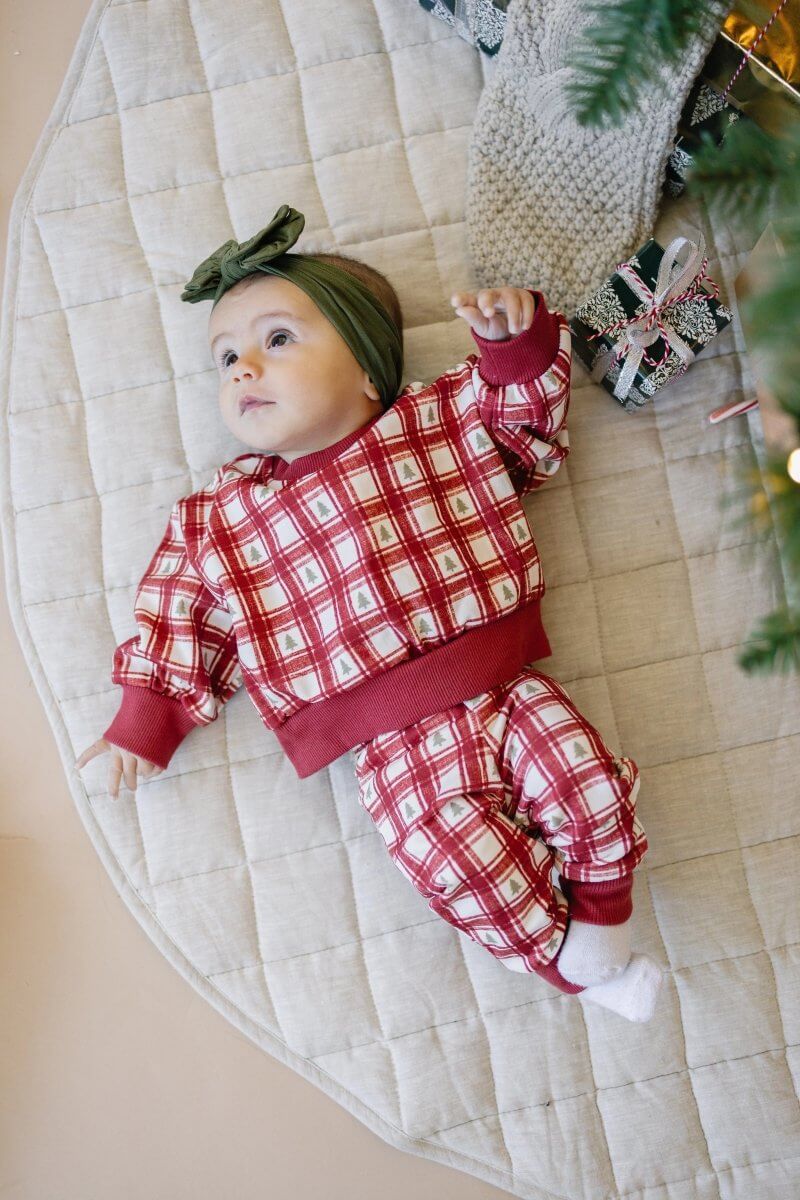 Little Joy Co. Red Plaid Christmas Tree Joggers - Everetts Place Boutique - 