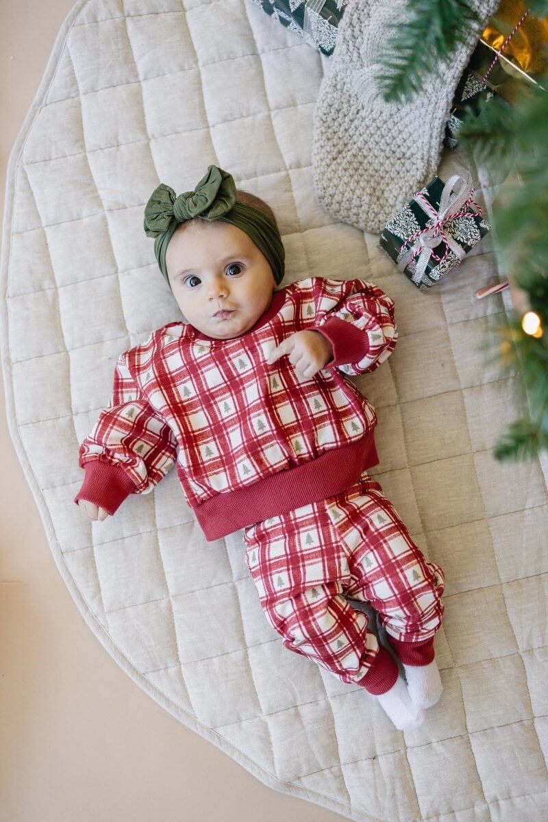 Little Joy Co. Red Plaid Christmas Tree Joggers - Everetts Place Boutique - 