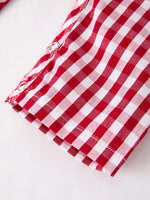 Rylee Faith Designs Red Plaid Smocked Church Christ Bishop Christening Baby Boys Romper - Apparel & Accessories > Clothing > Baby & Toddler Clothing > Baby & Toddler Outfits Romper