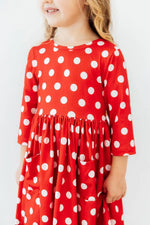 Mila & Rose ® Red Polka Dots 3/4 Sleeve Pocket Twirl Dress - 