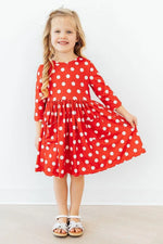 Mila & Rose ® Red Polka Dots 3/4 Sleeve Pocket Twirl Dress - 
