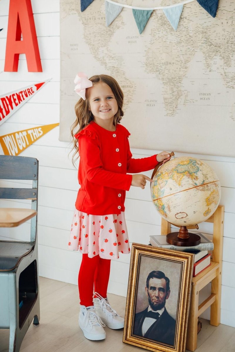 Mila & Rose ® Red Ruffle Cardigan For Girls Lightweight Layering Wardrobe - Everetts Place Boutique - 