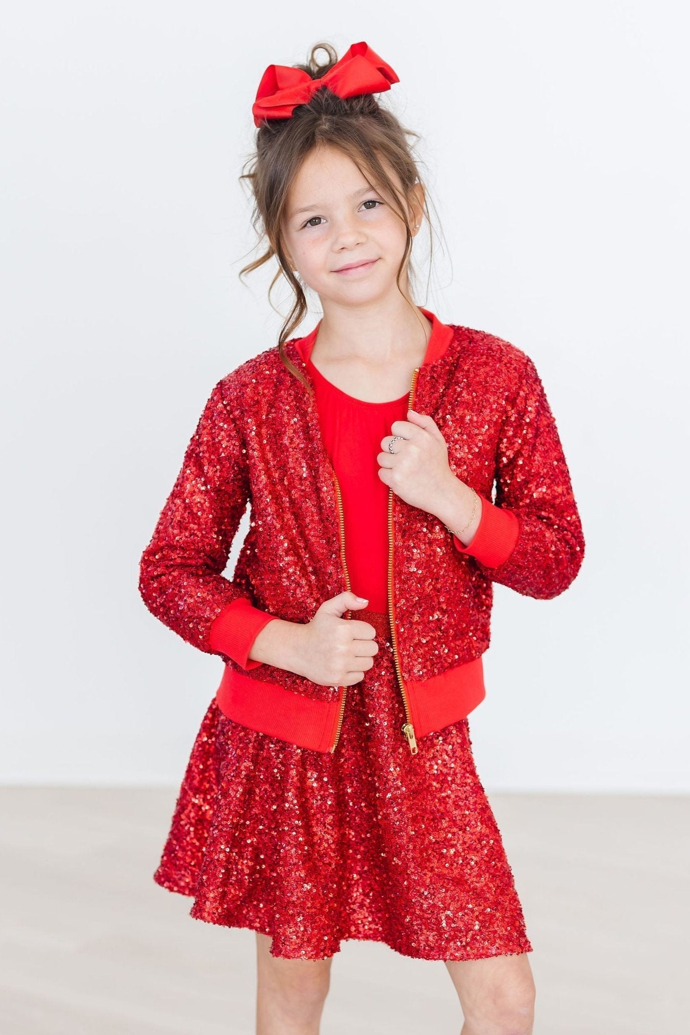 Red Sequin Jacket for Girls Shine Party Outerwear Shimmer Mila & Rose ® Everetts Place: Online Boutique