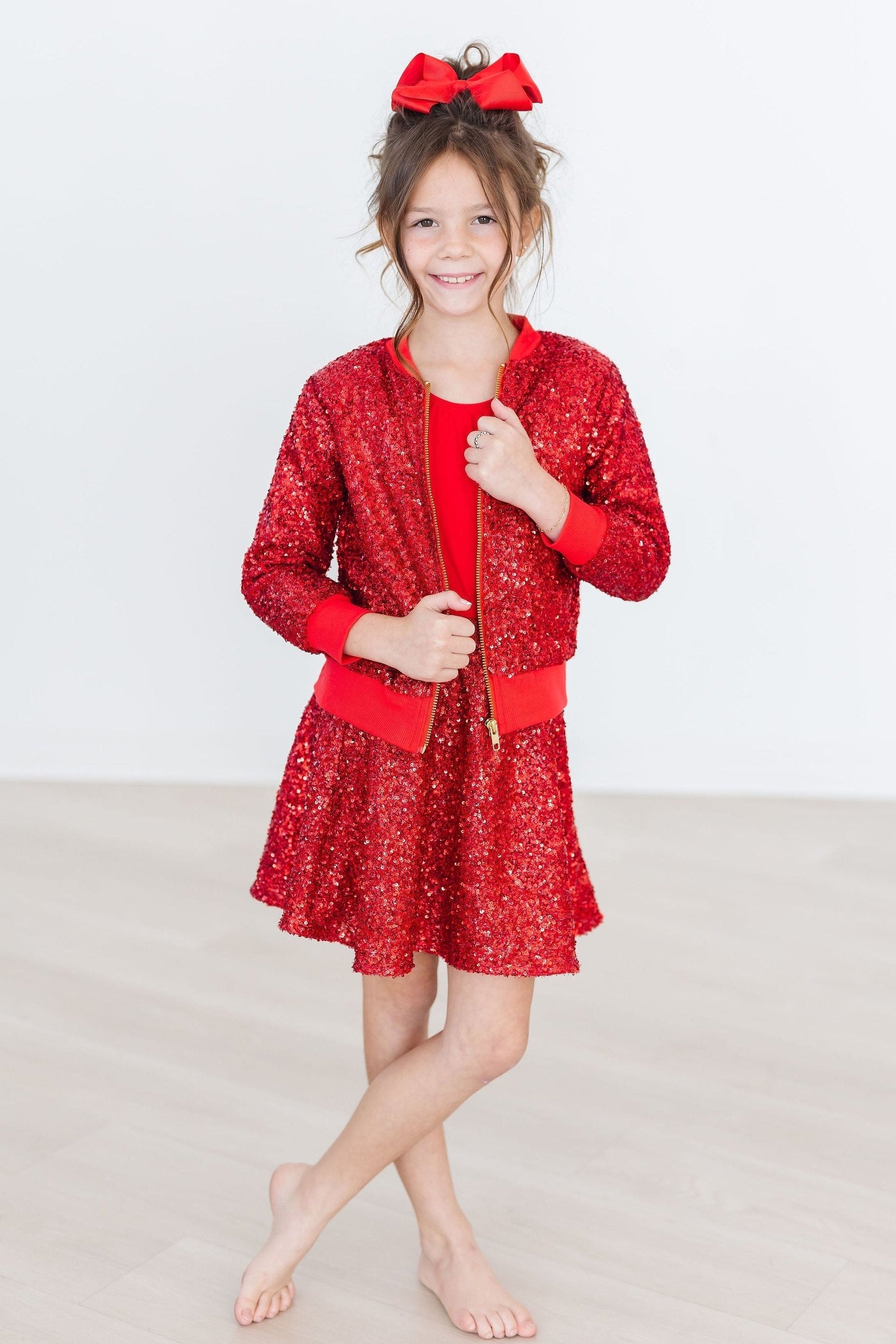 Red Sequin Jacket for Girls Shine Party Outerwear Shimmer Mila & Rose ® Everetts Place: Online Boutique
