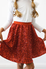 Mila & Rose ® Red Sequin Twirl Skort With Attached Shorts For Party Wear - Everetts Place Boutique - 