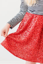 Mila & Rose ® Red Sequin Twirl Skort With Attached Shorts For Party Wear - Everetts Place Boutique - 