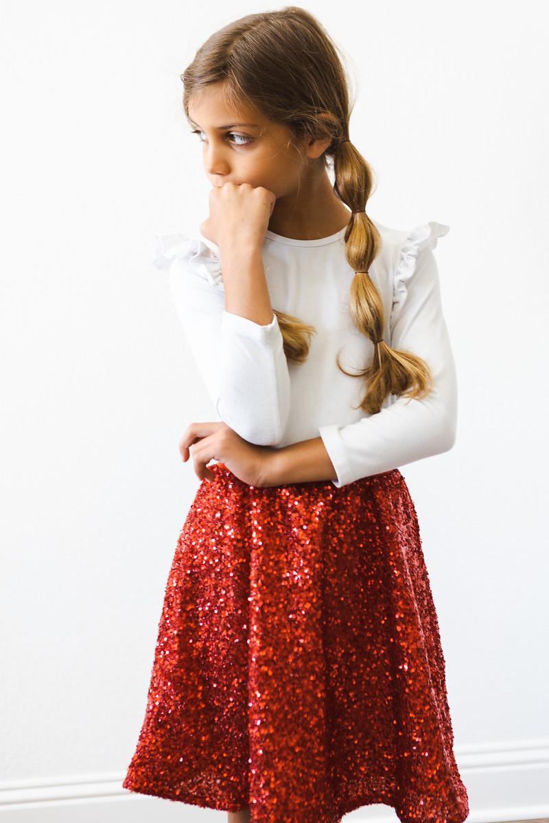 Mila & Rose ® Red Sequin Twirl Skort With Attached Shorts For Party Wear - Everetts Place Boutique - 