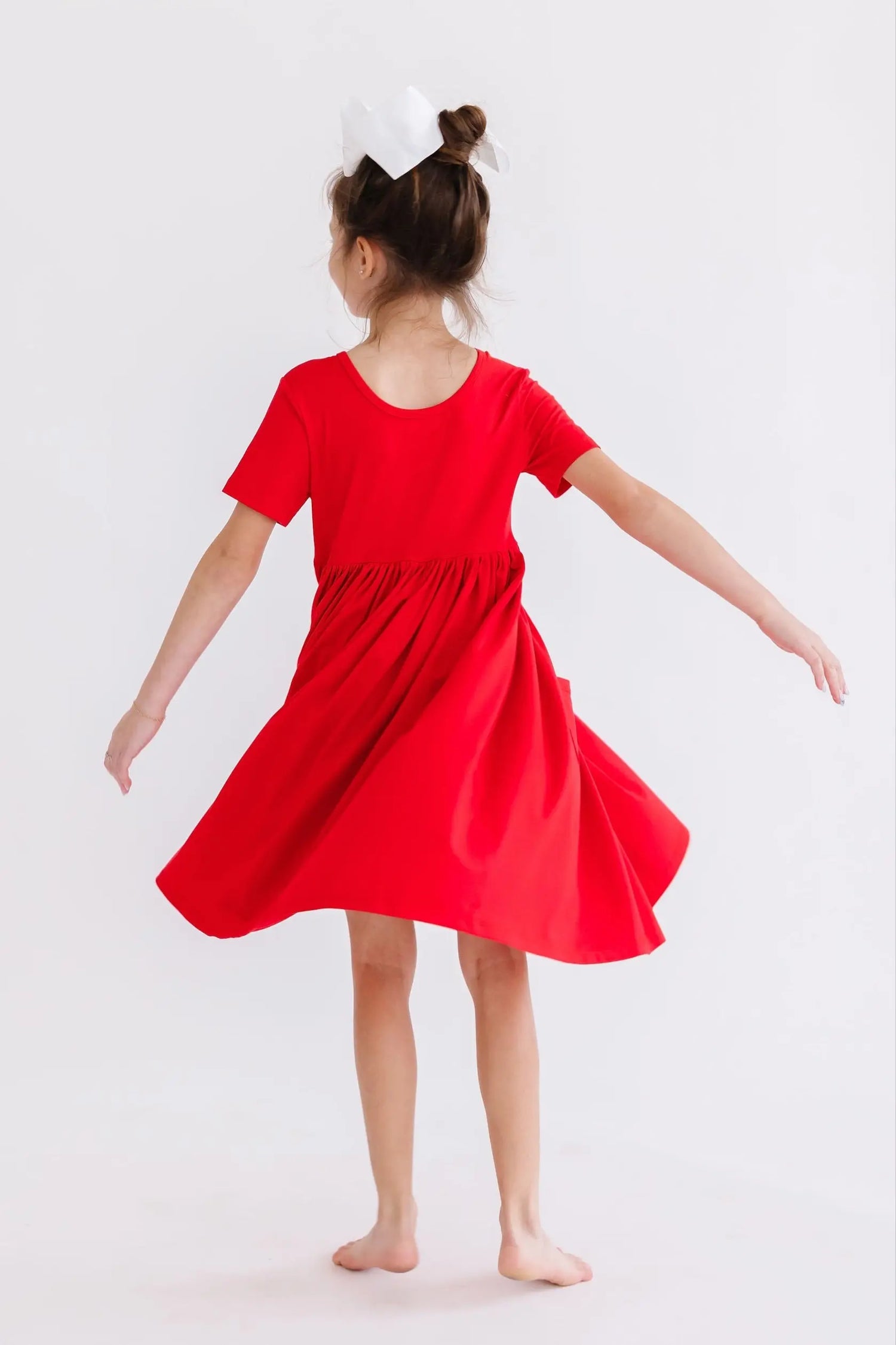 Mila & Rose ® Red Short Sleeve Pocket Twirl Dress For Little Girls - Apparel & Accessories > Clothing > Dresses Twirl Pocket Dress S/S