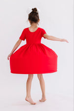 Mila & Rose ® Red Short Sleeve Pocket Twirl Dress For Little Girls - Apparel & Accessories > Clothing > Dresses Twirl Pocket Dress S/S