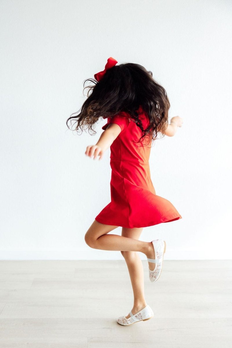 Mila & Rose ® Red Short Sleeve Polo Dress For Girls Mila And Rose - Everetts Place Boutique - 