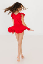 Mila & Rose ® Red Short Sleeve Twirl Leotard for Little Dancers Girls - Everetts Place Boutique - 