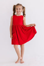 Mila & Rose ® Red Tank Pocket Twirl Dress For Toddler Girls Easy Care - Everetts Place Boutique - 