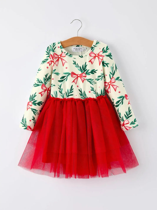 Red Tulle Skirt Christmas Tutu Dress With Holly Print Rylee Faith Designs Everetts Place: Online Boutique