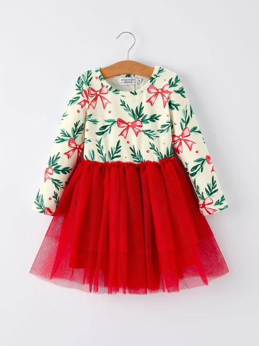 Red Tulle Skirt Christmas Tutu Dress With Holly Print Rylee Faith Designs Everetts Place: Online Boutique
